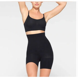 Skims black shapewear high rise shorts